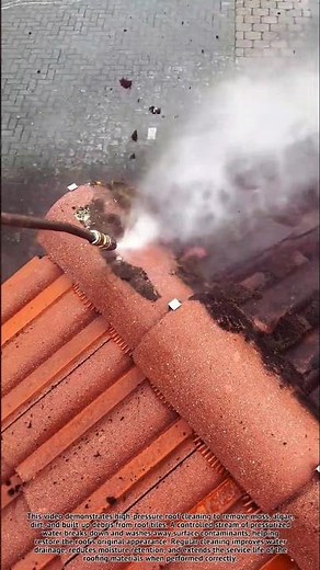 Watch High-Pressure Roof Cleaning Remove Years of Moss Instantly. #RoofCleaning #PressureWashing