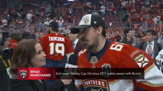 Emily Kaplan with Brad Marchand after winning The Stanley Cup for the second time 👏 NHL | Florida Panthers | ESPN