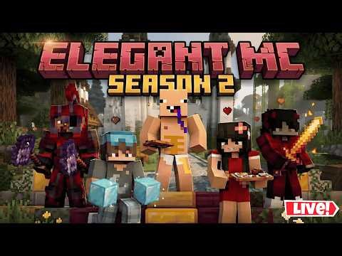 🔴 New Minecraft Public ElegantMC Season 2 🎀❤ || JAVA + BEDROCK 24/7 LIVE || Day- 1