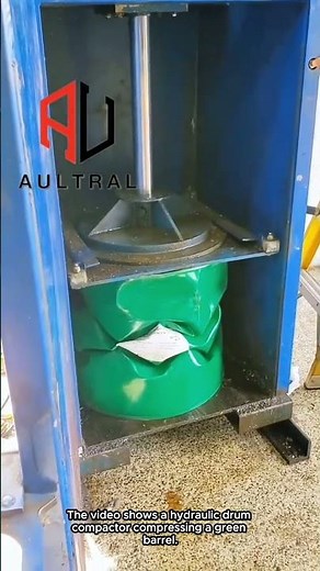Hydraulic Drum Compactor in Action: Watch a Barrel Get Crushed!