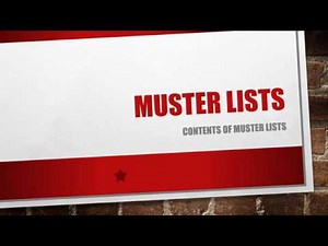 Muster Lists - Purpose and Contents of a Muster List and Emergency Card