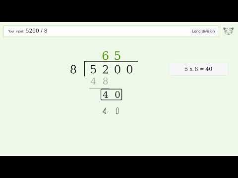 5200/8 Long Division — Step-by-Step | Tiger Algebra Solver