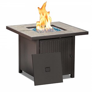 BALI OUTDOORS Propane Gas Fire Pit Table with Lid for Outside Backyard, Patio 50000 BTU 32 inch