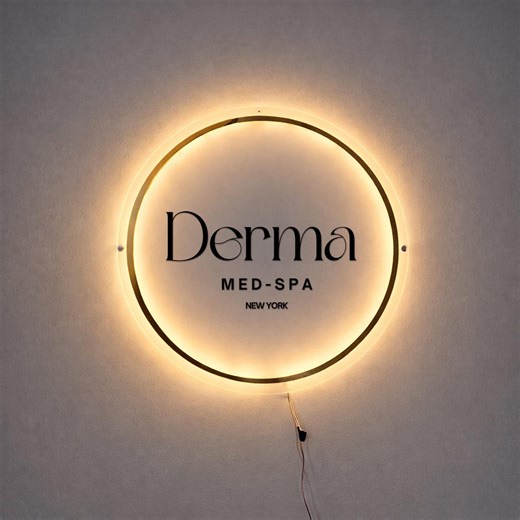 Premium Frosted Acrylic Round Backlit Logo Sign – Custom LED Business Sign for Modern Med Spa, Salon, Cafe & Office - Etsy