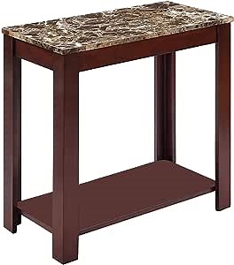 Benjara Side Impressive Chairside Table with Marble Top, Brown
