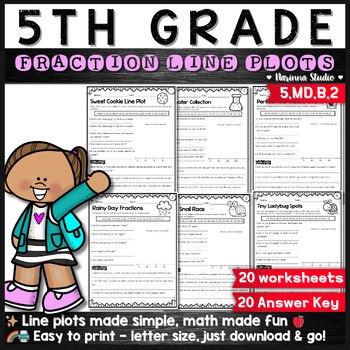 Fraction Line Plots 5th Grade Math 5.MD.B.2 | Measurement & Data Practice Pages