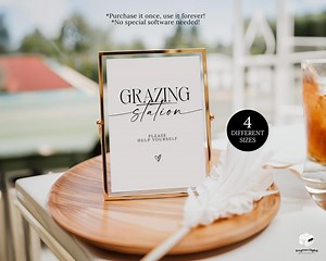 Minimalist Grazing Table Sign Template, Grazing Station Sign, Wedding Food Sign, Wedding Snacks Sign, Appetizer Party Sign, Food Table Sign - Etsy