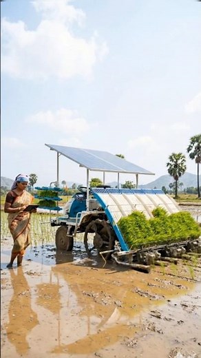 🌾 Modern Rice Planting Using Solar-Powered Machine | Smart Farming in India