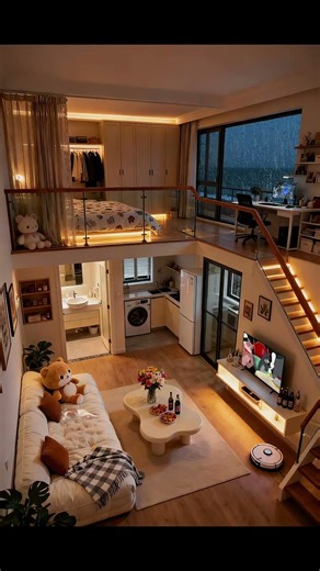 Cozy Studio Apartment Tour with Relaxing Rain & Live TV Ambience. #apartment #rain #aesthetic