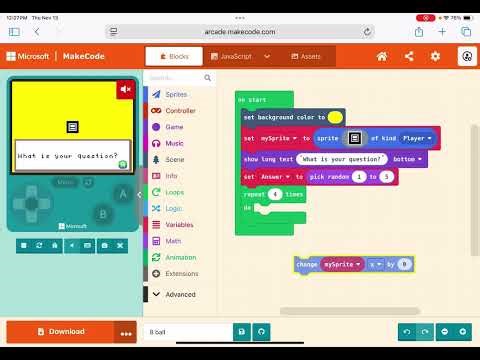 Magic 8 Ball - Blocks MakeCode Arcade