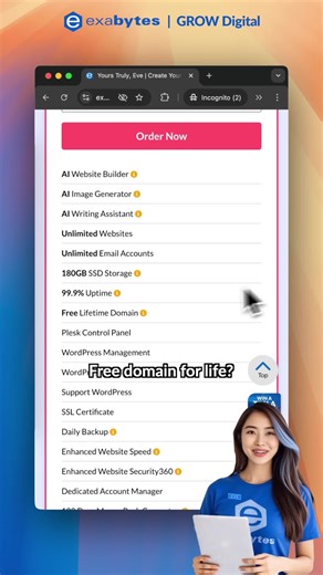 Still haven’t tried AI Hosting? Your website deserves the smartest start! 🚀 Launch faster, build easier — no coding required. | Exabytes (MY)