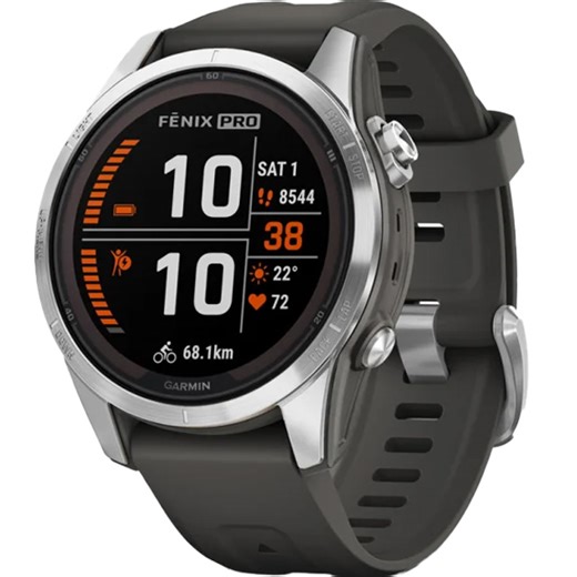 Garmin Fenix 7S Pro Solar Edition Silver Stainless Steel with Graphite Band Smartwatch 42mm 010-02776-01