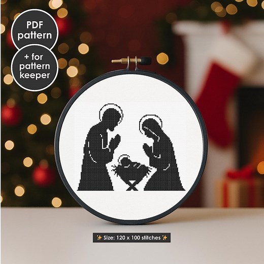 Nativity Cross Stitch Pattern: Holy Family Silhouette (PDF Download) - Etsy