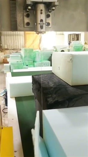 Vertical Foam CNC Contour Cutting ,sponge automatic profile cutting, #cncfoammachine #foamcutter