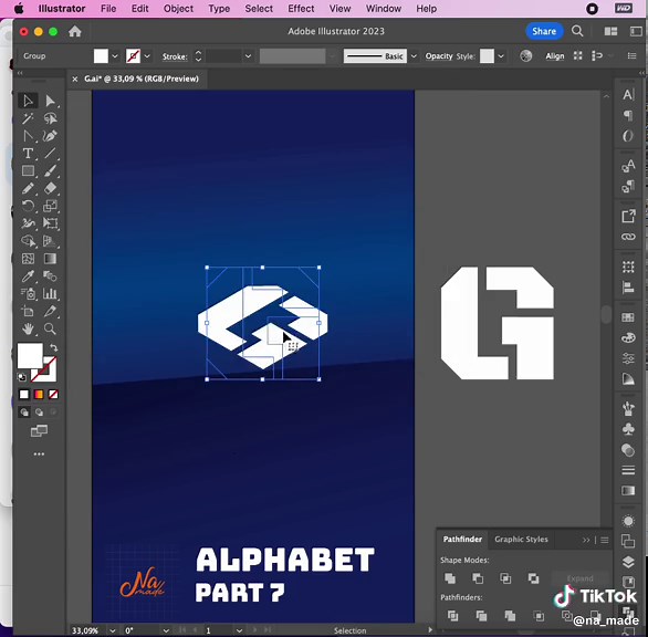 Alphabet project part 7 #graphicdesign #adobeillustratortutorial #learnontiktok #graphic #illustratortutorial #illustrator #namade #graphiclearning #adobeillustrator