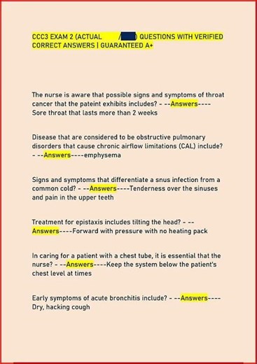 Ccc3 Exam 2 Actual Questions With Verified Correct Answers G video