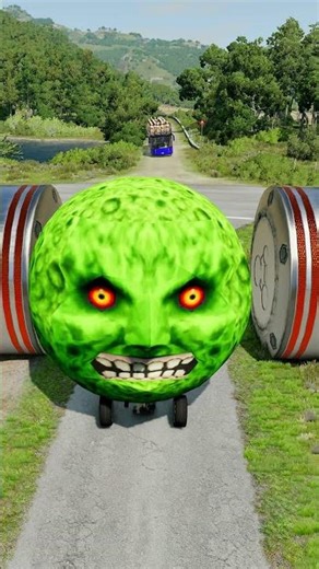 Long Colourful Capsule Buses vs Hydraulic Crush - BeamNG.drive