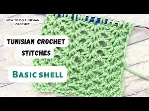 Amazing 1 ROW Tunisian crochet stitch pattern tutorial: Basic Shell