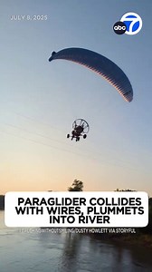 247K views · 2.4K reactions | Terrifying! A motorized paraglider crashed into a power line and fell into the Red River in Grand Forks, North Dakota. The video shows sparks flying when the parachute hits the power line. | ABC7 | Facebook