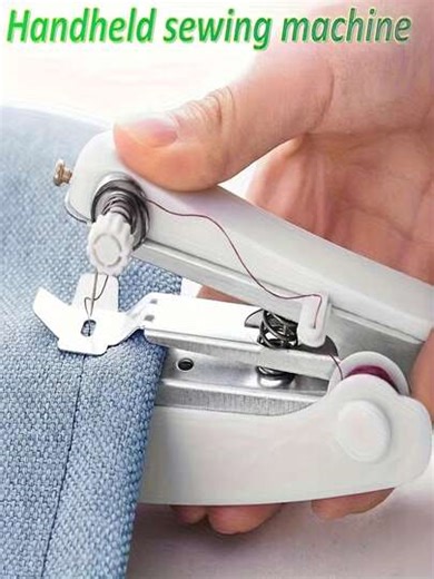 Portable Manual Sewing Machine With Threading System - Handheld, Compact, Lightweight, No Electricity Required, White With Black Base And Blue Panel - Easy To Use, Suitable For Home, Travel, Crafts, Tailoring - Ideal For Beginners And Experts, Durable And Precise Stitching, Suitable For Fabric Mending And DIY Projects, Includes Threading Tool, Meets Mobile Sewing And Knitting Needs, Sewing Machine Accessories, Mini Handheld Sewing Machine, Portable Sewing, Sewing Supplies | SHEIN