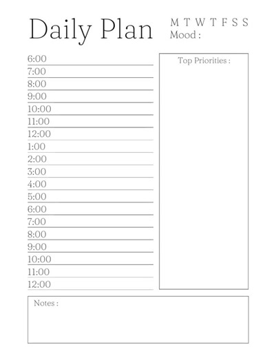 24 Hour Daily Planner Printable, Productivity To-Do List (Digital Download)