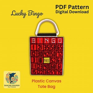 Bingo Tote Bag - Plastic Canvas PDF Pattern - Red & Black - Etsy