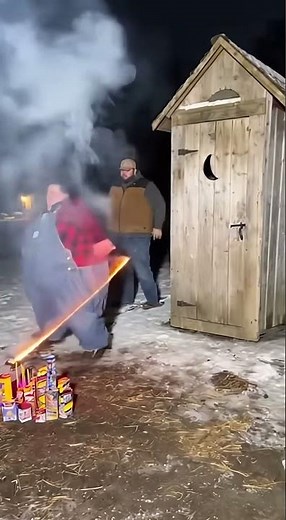 Fireworks Prank DESTROYS Outhouse (Gone WRONG) 🔥 #prank #fireworks #explosion