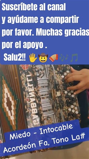 Miedo - Intocable - Puente Musical - Acordeón: FBbEb - Tono La# #acordeon #accordion #acordeonista