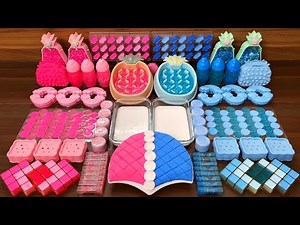 Slime Mixing Random: Pink vs Blue Pineapple Clay Satisfaction