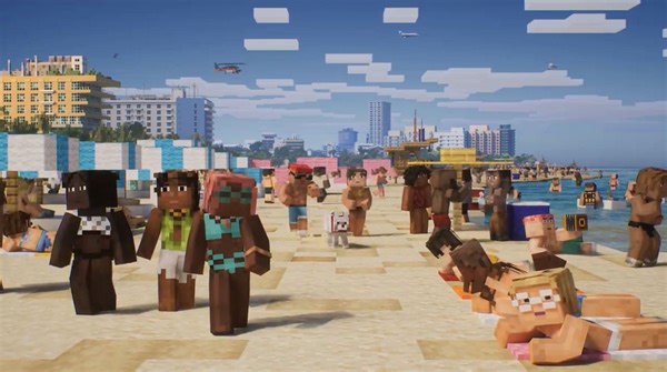 Minecraft artist recreates Vice Beach from GTA VI trailer