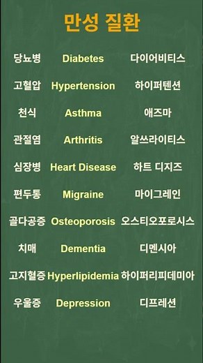 만성 질환 영어단어 #질환 #만성질환 #건강관리 #생활영어 #영단어 #영어단어 #영어공부