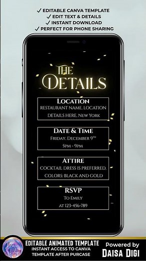 Luxury 70th Birthday Invitation Video | Elegant Canva Animated Invite