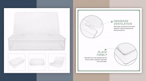 Clear Plastic Storage Bin with Lid, Small Silverware Organizer with Cover, Transparent Kitchen Utensil Drawer Tray for RV Countertop Flatware