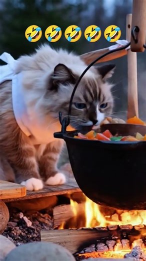 Cat cooking & eating 🤣🤣 #shots #cat #catvideos