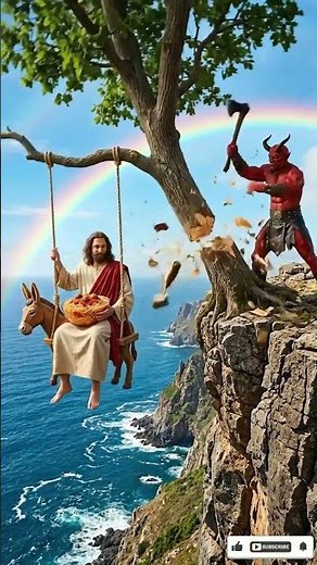 Jesus Floats Above the Fall 🍝✨ Divine Protection Wins #amen #shorts