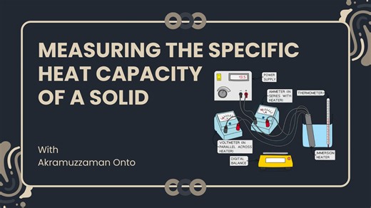 Measuring the Specific Heat Capacity of a Solid | IGCSE Physics | Topic Explained In this video, Akrammuzzaman Onto explains the measurement of the specific heat capacity of a solid using clear diagrams and step-by-step reasoning. We break down the experimental setup, key formulae, and common exam points so students understand both the concept and how to score. 📚 Ideal for IGCSE Physics students revising core topics or preparing for exams. 👉 Learn concepts clearly and approach exams with confi