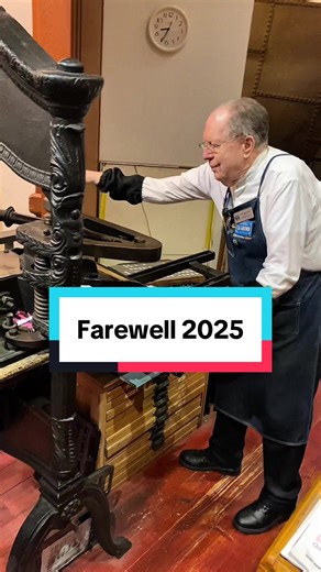 It’s the last day of 2025! For today, New Year’s Eve, Howard letterpress printed “Farewell 2025” using wood type. This was printed with black rubber base ink using our Washington hand press. We want to thank you for joining us this past year as we’ve shared Sacramento history with you all. We hope you stick with us in 2026! #SacHistoryMuseum #newyearseve #nye2025 #printing #museum