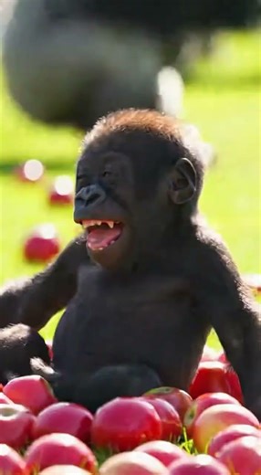 Apples Started Raining On Him 😭🍎🦍 #gorillaprank #silverback #babygorilla