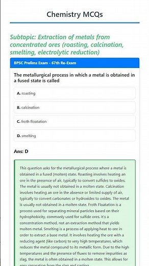Extraction of metals from concentrated ores roasting, calcination, smelting, electrolytic reduc...