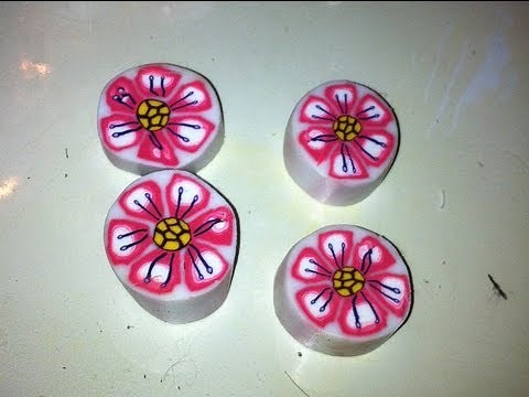 Tuto Fimo - Cane fleur simple 6 pétales 6 couleurs