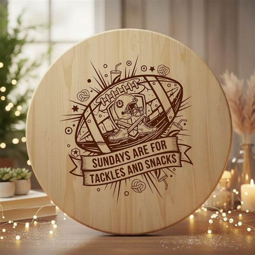 Football SVG Laser File Vector Engraving Design for Cutting Board  (Digital Download)