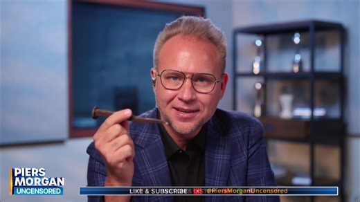 Prof Jeremiah Johnston shows Piers Morgan a real Roman crucifixion spike as he discusses the wound marks showed on the Shroud of Turin. | Piers Morgan Uncensored