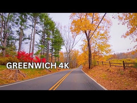 Scenic Ambient Drive Through Cozy Autumn Foliage | Greenwich, Connecticut USA