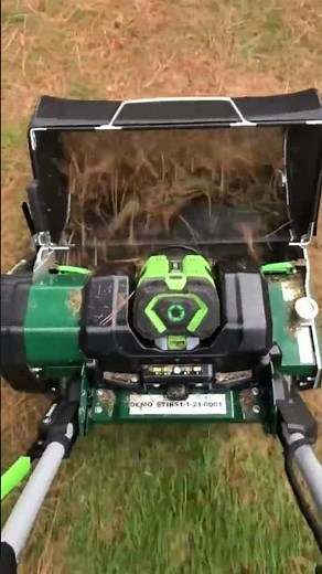 Picking up pine needles and pine cones with the Allett Stirling + Scarifier cartridge #allettmowers