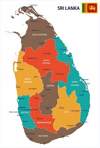 Sri Lanka map and flag - High Detailed Vector Illustration
