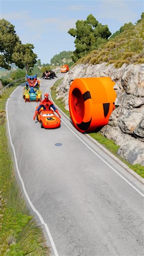 Spider Man vs Hulk Rollers 😱💥 | Impossible Road | BeamNG.drive Shorts