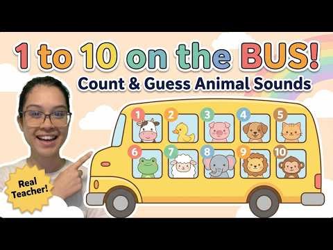 1 to 10 on the BUS! Count & Guess Animal Sounds | Toddler Learning with Baci