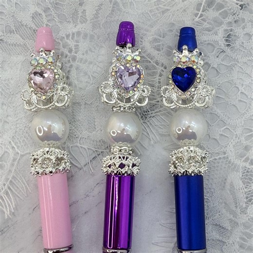 Princess Carriage Beaded Pens | Crown Twist Pen | Extra Ink Included - Etsy