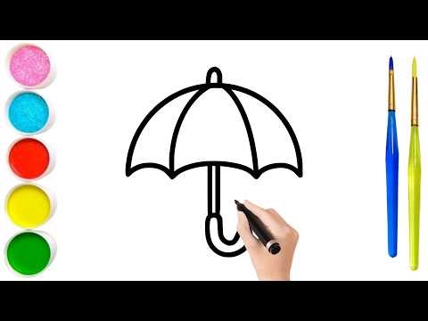 How to Draw a Umbrella for Kids, Drawing Umbrella Easy, Drawing Drawing, Drawing for Kids