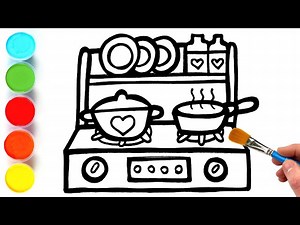 Kitchen Drawing, Painting and Coloring for Kids & Toddlers | Let's Draw, Paint Together - Videos For Kids